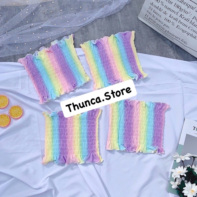 Áo ống nhún loang màu Thunca.Store, áo croptop sang chảnh đi biển