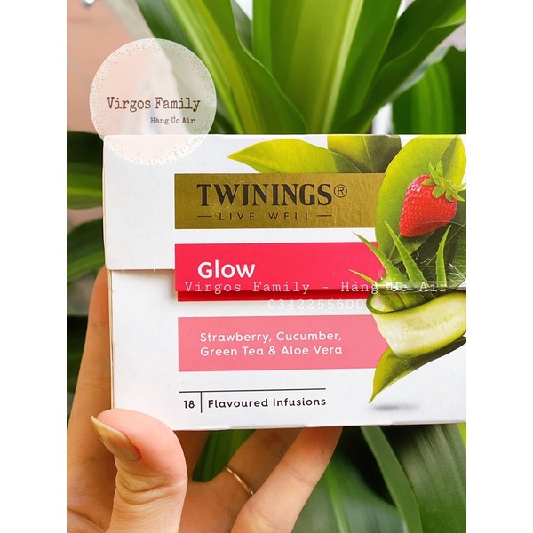 Trà thảo mộc Twinings Glow đẹp da, móng tóc hộp 18 gói