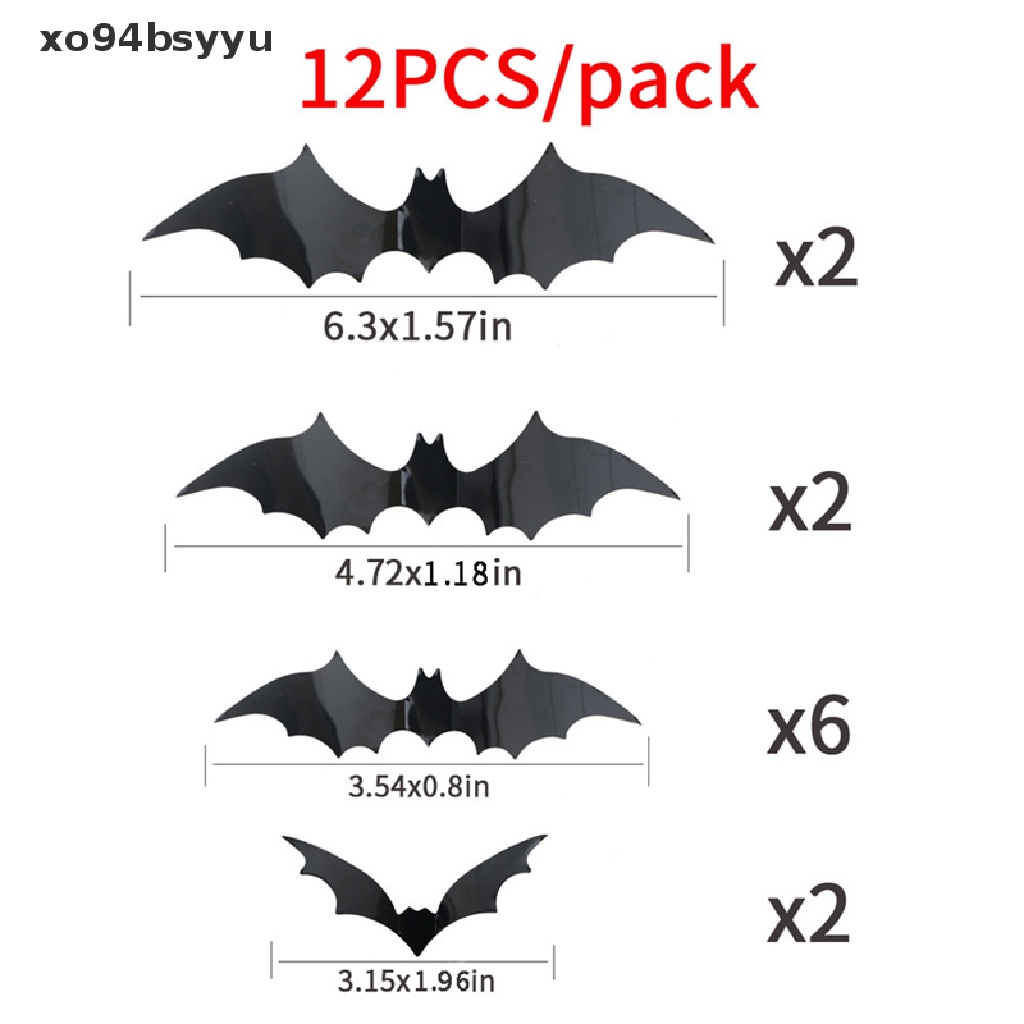 Set 12 Sticker Dán Trang Trí Tiệc Halloween Hình Dơi 3D Bằng PVC xo94bsyyu