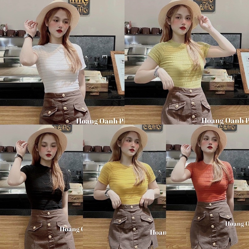 Xả hàng - Áo thun xốp cổ tròn dáng ôm , Áo kiểu ngắn tay ôm dáng AK509 - NhiNhi Shop