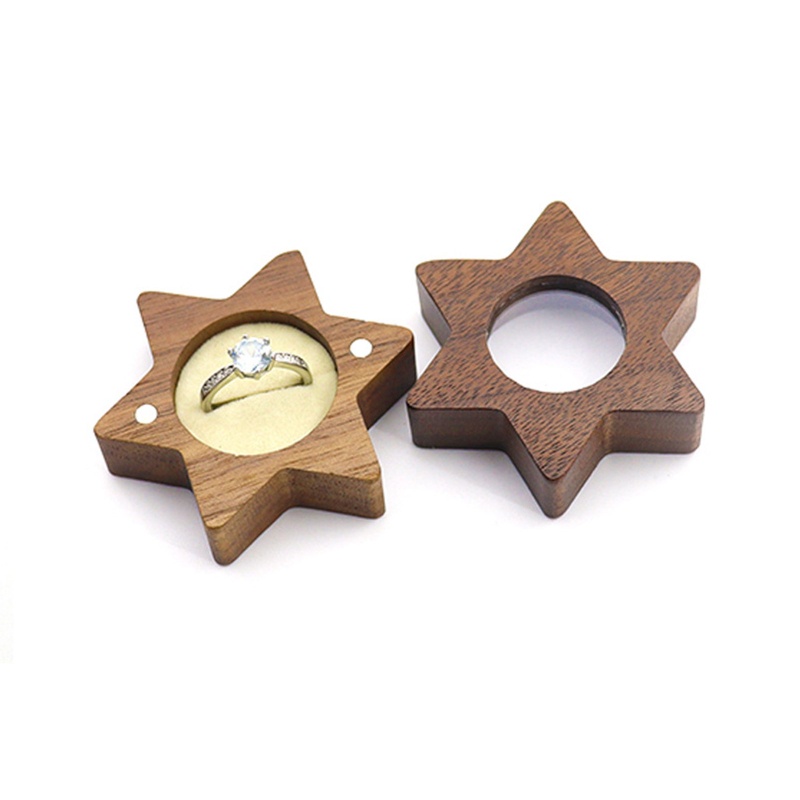 Flgo Hộp Đựng Nhẫn Cưới Bằng Gỗ Hình Lục Giác / Ngôi Sao / Hình Lục Giác
