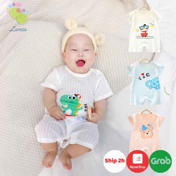 Bộ Đồ Liền Thân Cộc Tay Mùa Hè Mỏng Mát Họa Tiết Lamia Cho Bé Sơ Sinh 𝟏𝟓𝐁𝐃𝐃𝐔