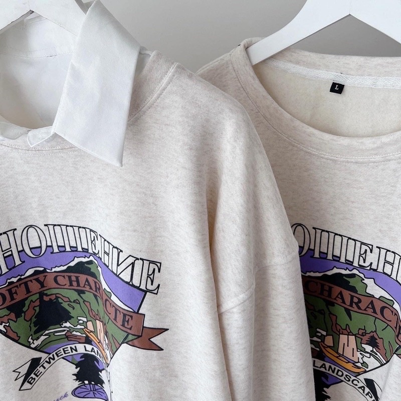 [SẴN] Áo Sweater Form Rộng Nam Nữ OTHO -Áo Nỉ Dày Dặn Tay Bồng Unisex