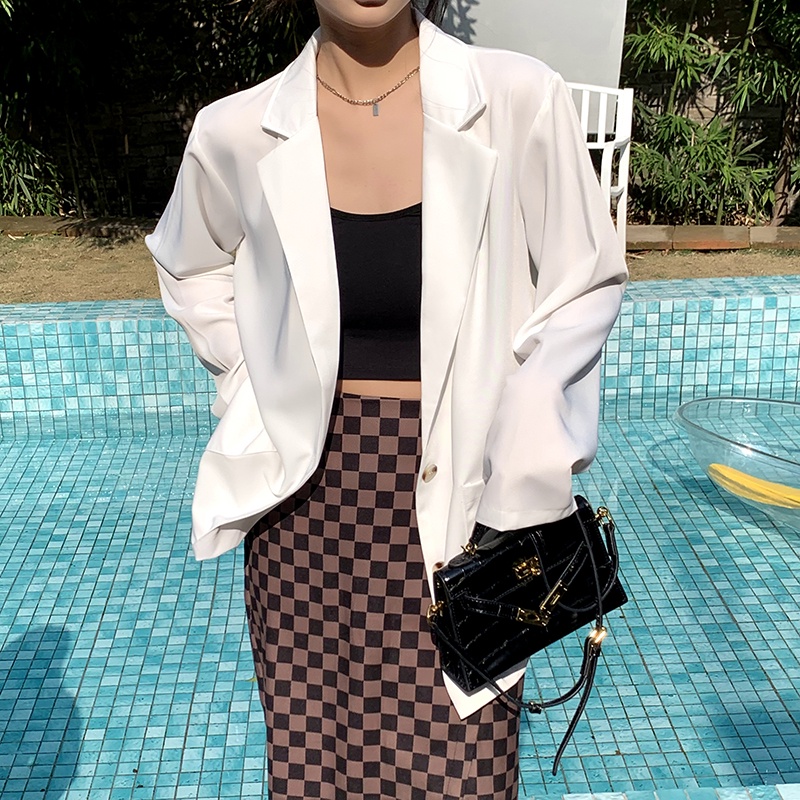 Áo Khoác Vest Dáng Rộng Thiết Kế Đơn Giản Thiết Kế Mới Thời Trang Mùa Thu Dành Cho Nữ