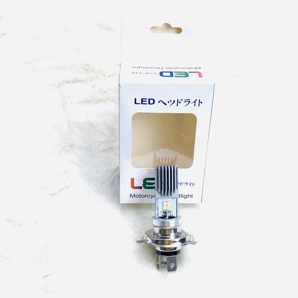 Bóng đèn led thân nhôm chân H4 gắn cho xe máy