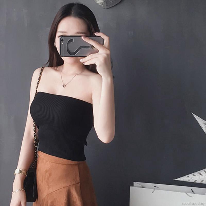 Áo nữ dạng ống màu trơn phong cách thời trang đơn giản