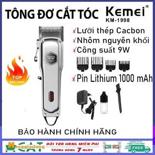 Tông đơ cắt tóc chuyên nghiệp kemei km-1998 thân nhôm nguyên khối,pin lithium 2000mah cao cấp