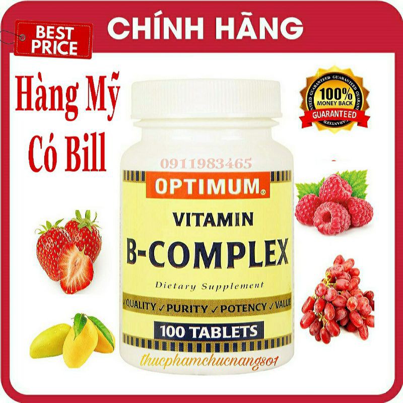 Super B Complex Optimum 100 Viên Hàng Mỹ Vitamin B Tổng Hợp Cam Kết Chính Hãng | BigBuy360 - bigbuy360.vn