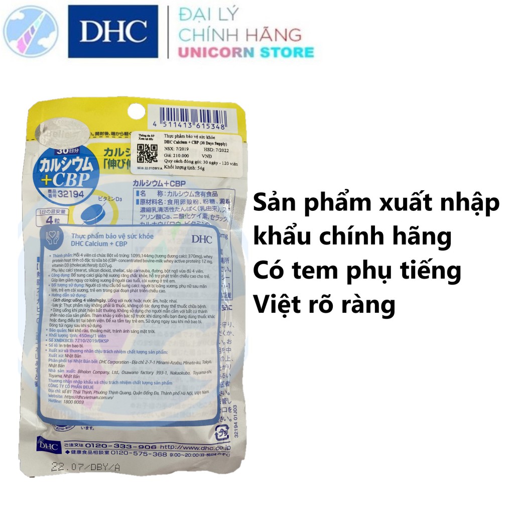 Viên Uống Bổ sung Canxi DHC Calcium + CBP