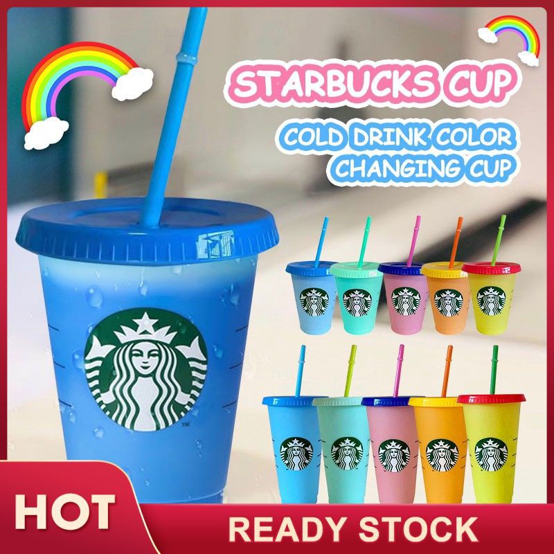 Ly Nhựa Uống Nước Starbucks Đổi Màu Có Nắp Và Có Thể Tái Sử Dụng 24Oz | BigBuy360 - bigbuy360.vn