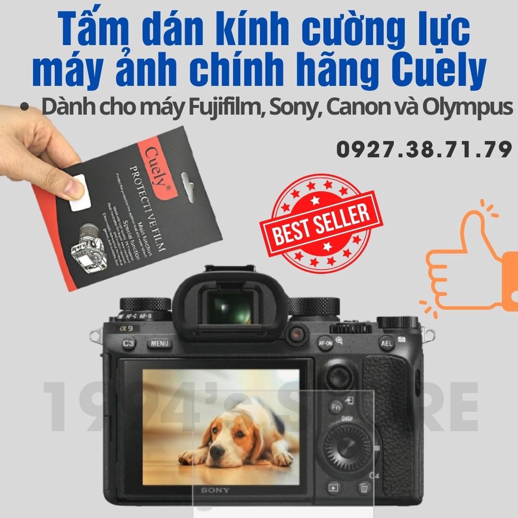 (CÓ SẴN) Tấm dán kính cường lực máy ảnh Sony - Fujiflilm - Canon EOS M chính hãng Cuely (đủ các loại)