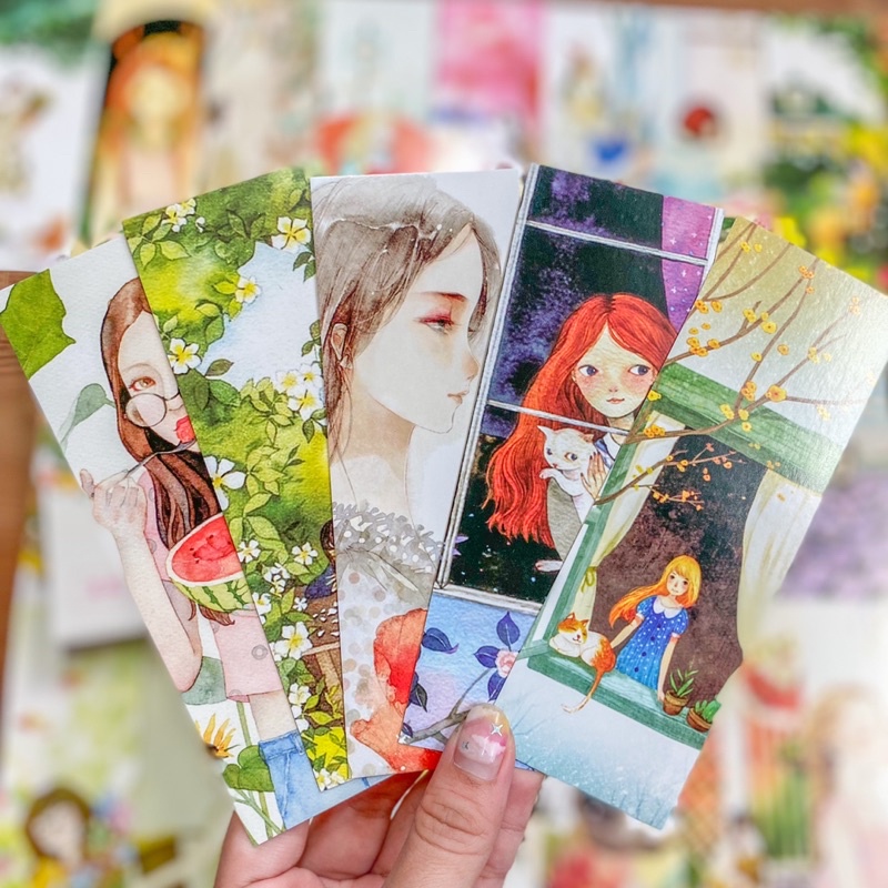 Hộp 30 bookmark đánh dấu sách hoạ tiết hoa anh đào Bookmark phong cách anime siêu xinh