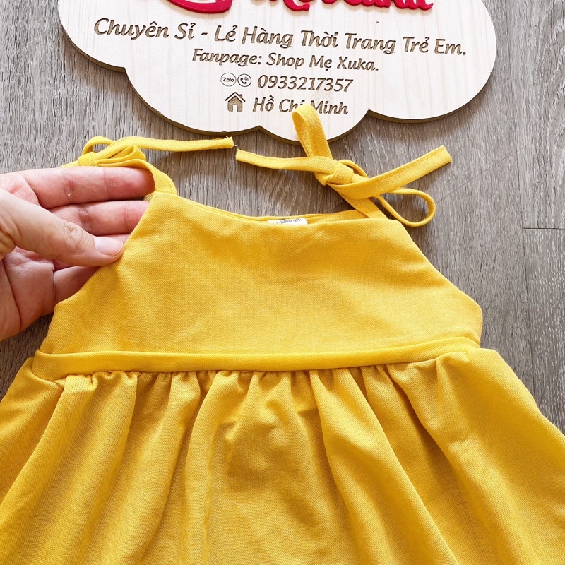 Đầm hè 2 dây cotton đũi bé gái