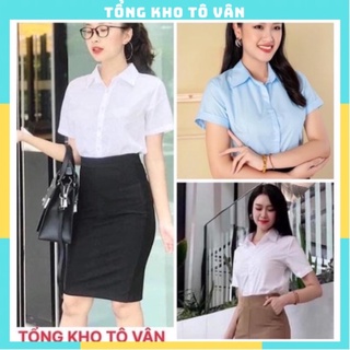 Áo sơ mi trơn ngắn tay cho sinh viên và công sở, áo sơ mi