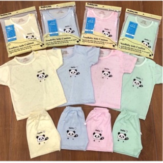 Bộ quần áo cộc cài vai thoáng khí Noubaby