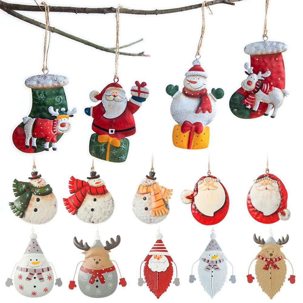 Phụ Kiện Treo Trang Trí Giáng Sinh Bằng Sắt Sơn Kim Loại Hình Ông Già Noel Tuần Lộc