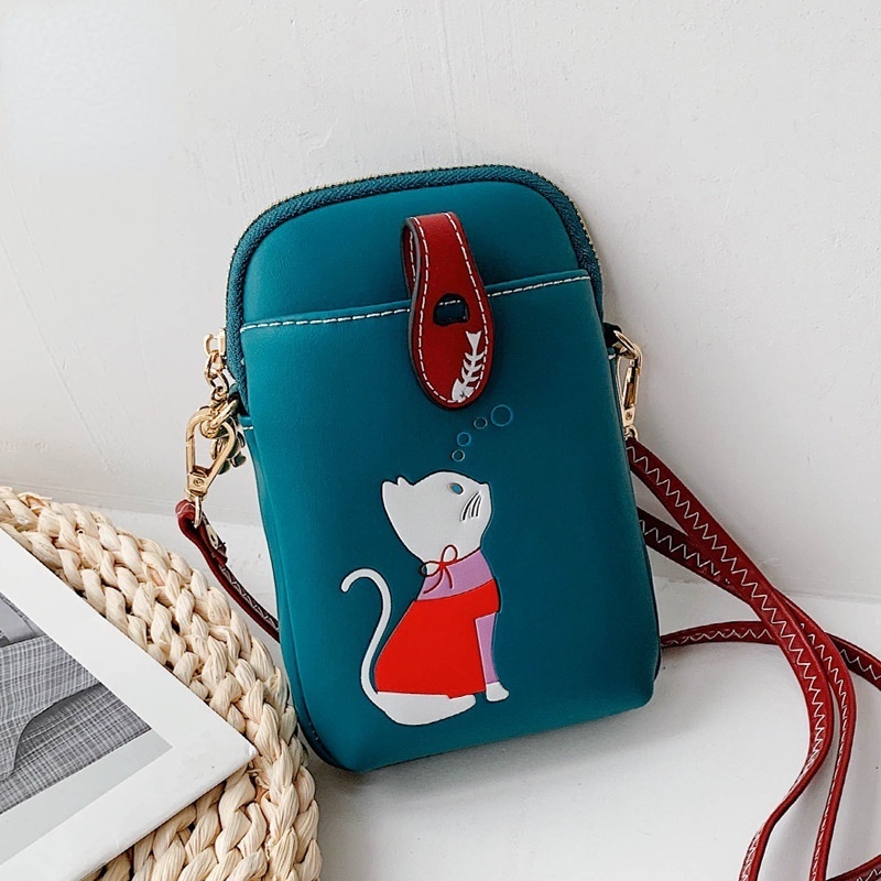 Túi Đeo Chéo Mini Đựng Điện Thoại Hình Mèo Dễ Thương Phong Cách Hàn Quốc