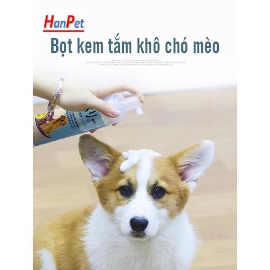 Bọt tắm khô chó mèo chuột hamster (Bọt kem tắm Hàng Nhật bản) chai 100ml Tắm thú cưng không cần nước