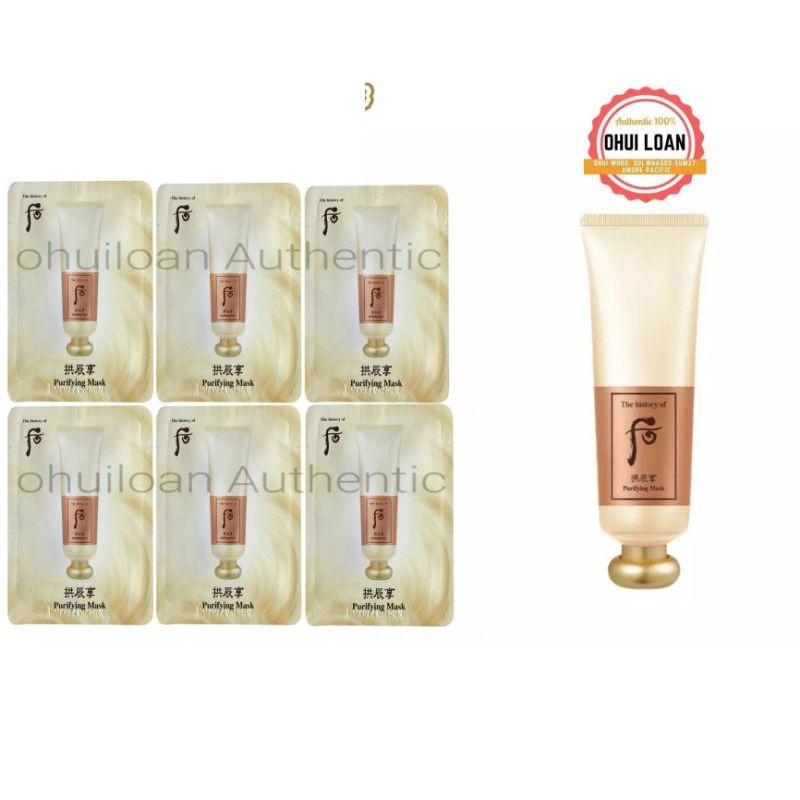 Combo 10 Gói Mặt Nạ Dưỡng Trắng WHOO Purifying Giúp giảm Mụn Và Tẩy Tế Bào Chết 3ml