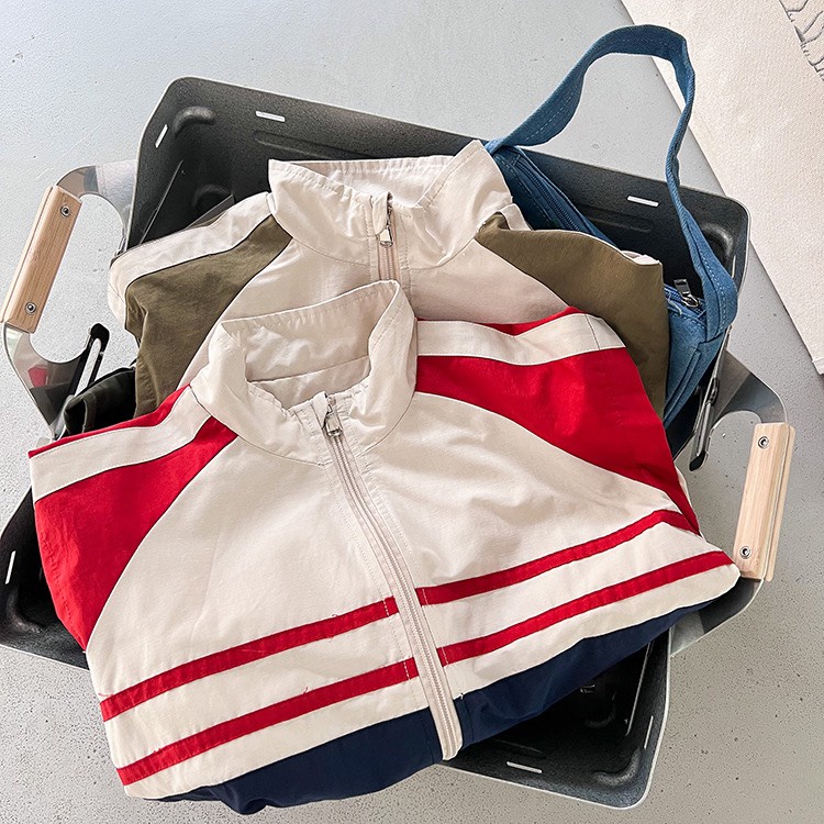 Áo khoác gió vải dù viền sọc thể thao năng động cho bé A804 [Form lớn hơn 0.5 size]