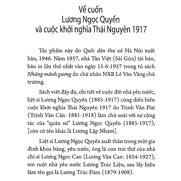 Sách - Lương Ngọc Quyến Và Cuộc Khởi Nghĩa Thái Nguyên 1917