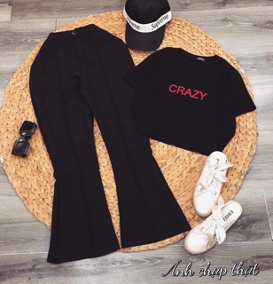 SÉT CRAZY ÁO CROPTOP QUẦN ỐNG LOE