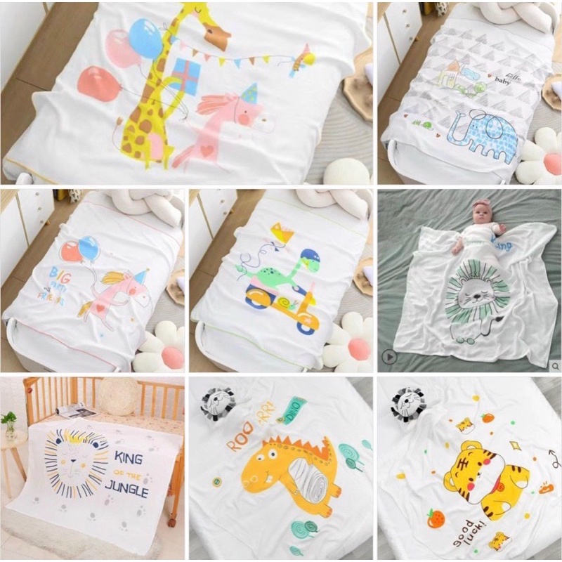 Chăn cho bé, Chăn Lụa Cotton Aden Siêu Mềm Mát kích thướt 110 * 110 cm