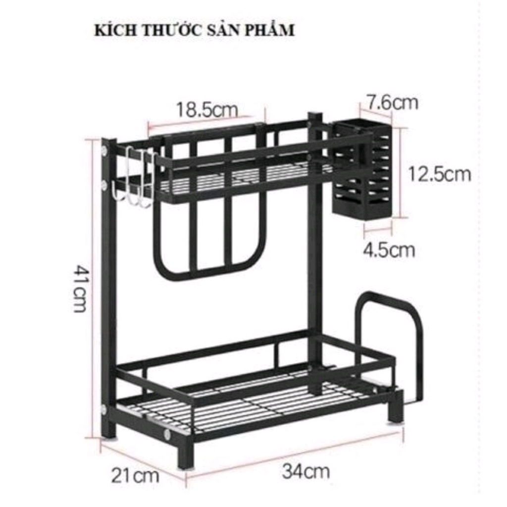 KỆ GIA VỊ 2 TẦNG SƠN TÍNH ĐIỆN ĐEN Thiết kế khoa học- Chất liệu ưu việt- Sử dụng đa năng KÍCH