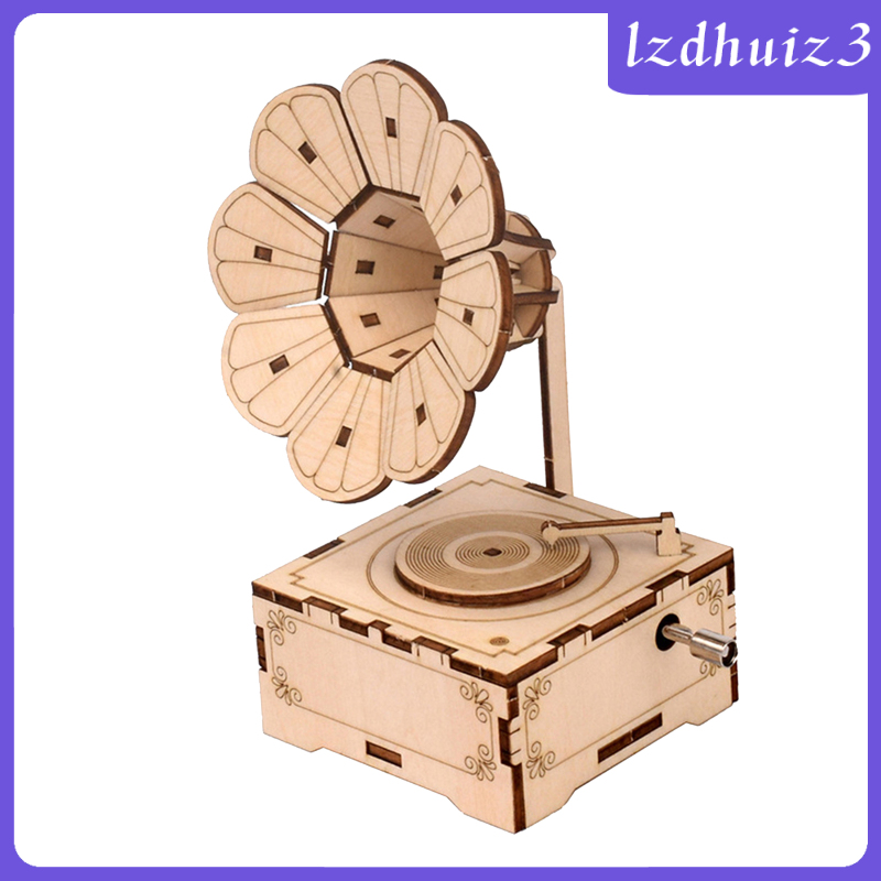 Bộ Đồ Chơi Lắp Ráp Mô Hình Máy Hát Gemgem Loey 3D Bằng Gỗ DIY Cho Người Lớn