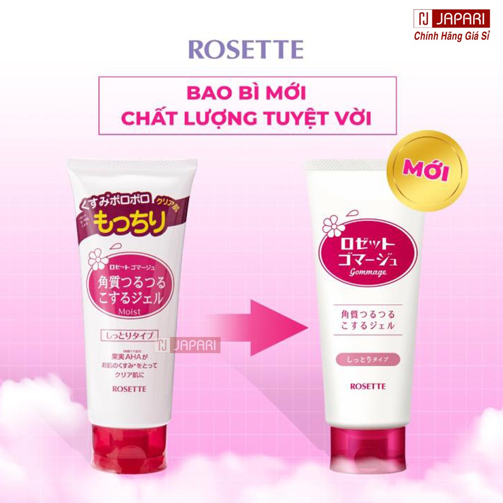 Tẩy Da Chết Rosette Peeling Gel NHẬT CHÍNH HÃNG - Gel Tẩy Tế Bào Chết Mặt Rosette Cho Da Dầu Mụn, Khô Japari