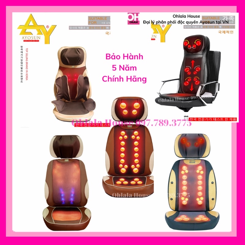 [𝐂𝐇𝐈́𝐍𝐇 𝐇𝐀̃𝐍𝐆-𝐁𝐇 𝟓 𝐍𝐀̆𝐌] Đệm Massage Ghế Massage có bi hồng ngoại matxa AYOSUN Bảo Hành 5 Năm Chính Hãng - Ohlala House