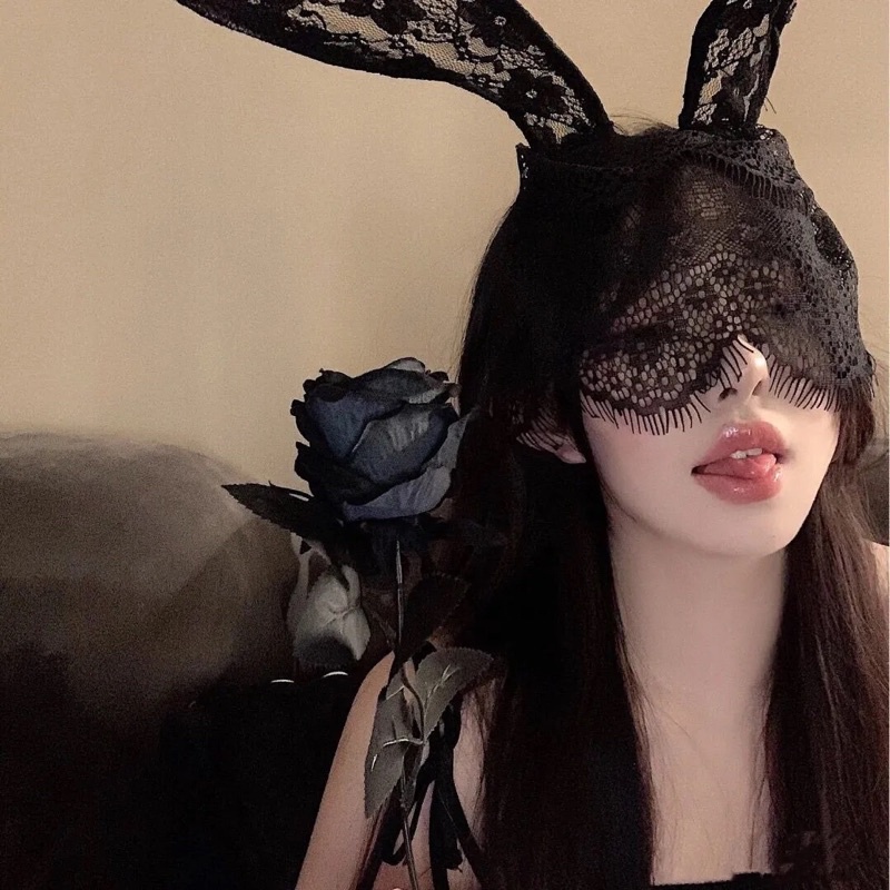 Cài tai thỏ kèm mặt nạ ren - Phụ kiện cosplay độc lạ, quyến rũ bí ẩn