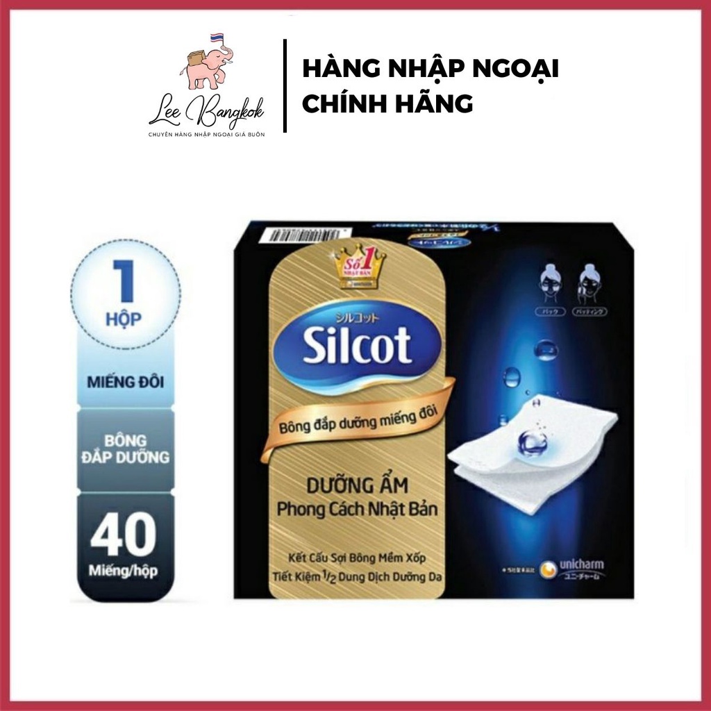 Hộp Bông tẩy trang Silcot đắp dưỡng miếng đôi 40 miếng/hộp