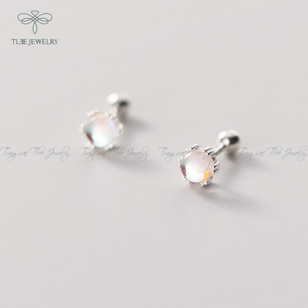 Khuyên tai bạc nữ TLEE tròn Moonstore chốt vặn sang trọng NCJ B0125