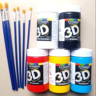 Combo 5lọ màu vẽ 3D lọ 300ml (tặng kèm 6 cọ vẽ)