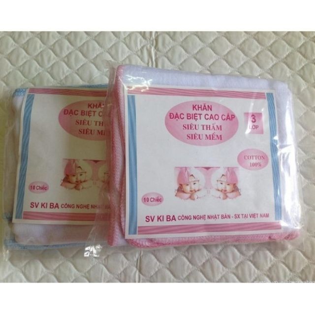 Set 10 khăn sữa 3 lớp Kiba