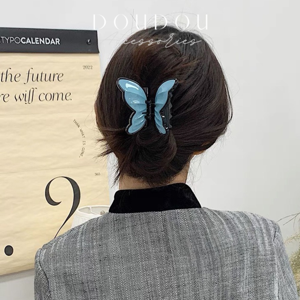 Phụ kiện kẹp tóc xinh DOUDOU Cặp tóc Kẹp tóc bươm bướm Hottrend Kẹp càng cua lớn style Hàn Quốc 9.5cm cho nữ ZJ042