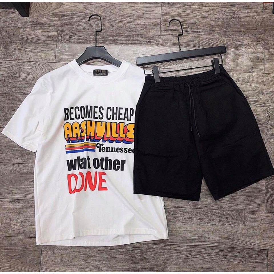 SET ÁO THUN OVER DONE TRẮNG x SHORT KAKI UNISEX