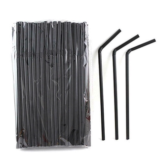 Set 100 ống hút bằng nhựa thiết kế nhỏ 21cm màu đen