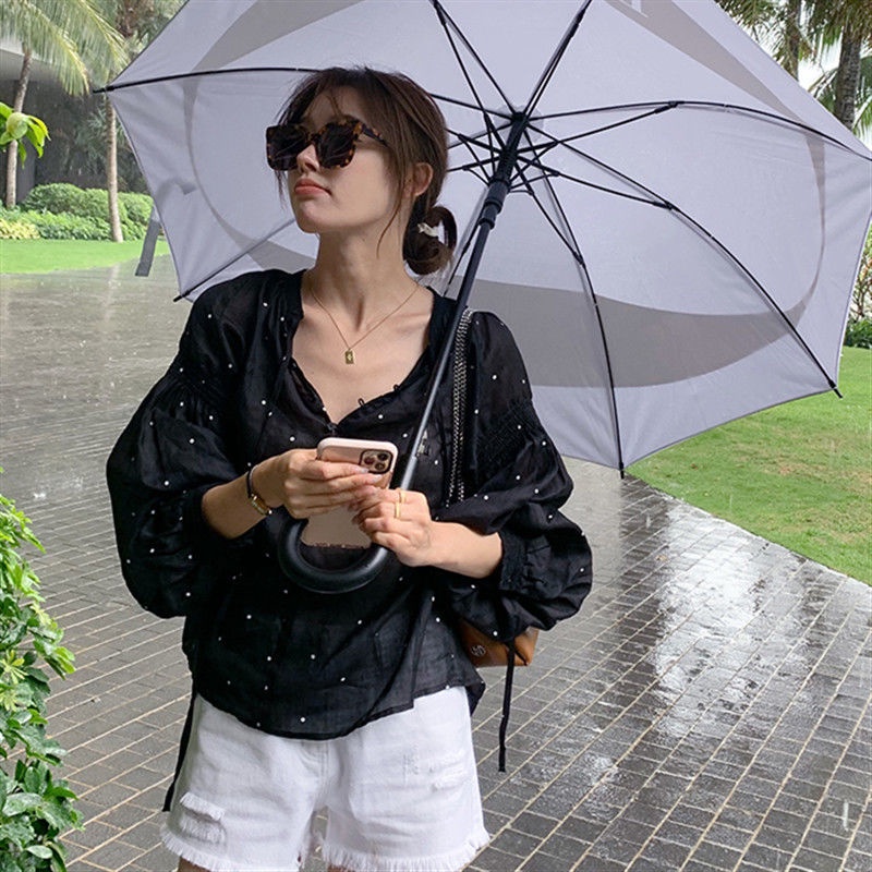 Áo Sơ Mi Tay Dài Cổ Chữ v Họa Tiết Chấm Bi Thời Trang Phong Cách Hàn Quốc Cho Nữ