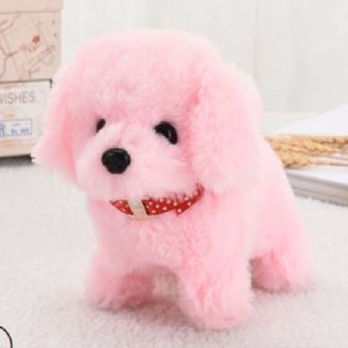 Đồ chơi Chó bông màu hồng biết đi, biết kêu bibi, biết vẫy đuôi siêu cute giúp bé thân gần gũi với con vật