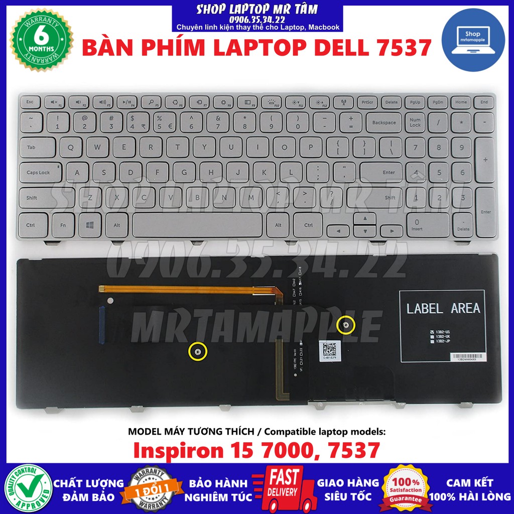 (KEYBOARD) BÀN PHÍM LAPTOP DELL 7537 (US) dùng cho Inspiron 15 7000, 7535 7537