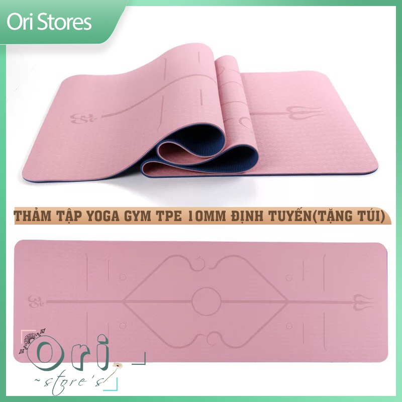 Thảm tập yoga gym chống trượt TPE cao cấp 2 lớp dày 8mm tặng túi