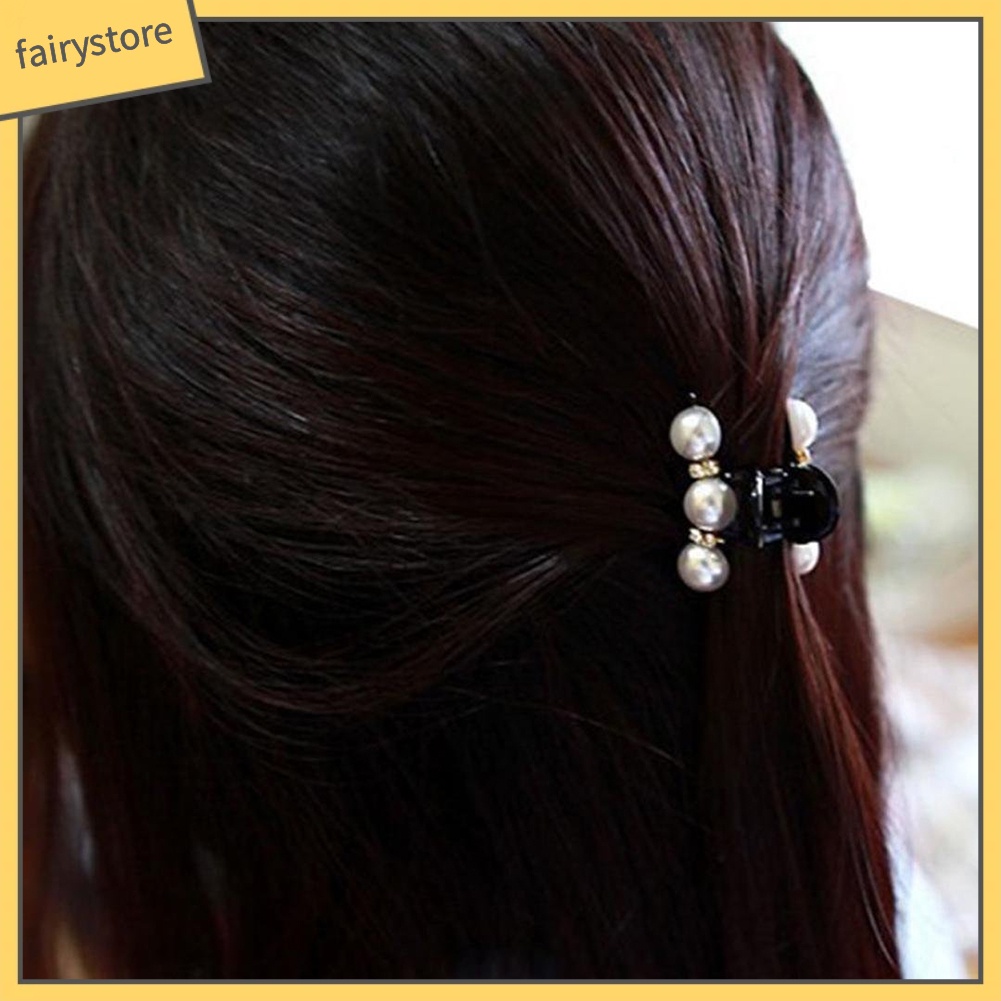 Kẹp tóc đính đá và ngọc trai giả thanh lịch dành cho nữ