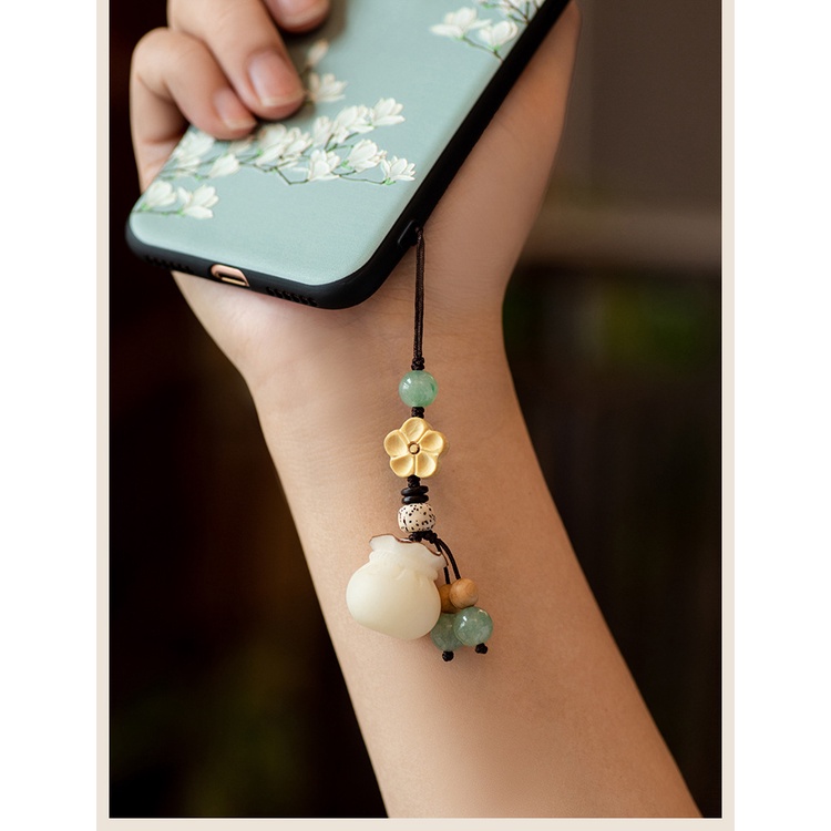 Móc chìa khóa xe ô tô, móc treo điện thoại bạch ngọc bồ đề