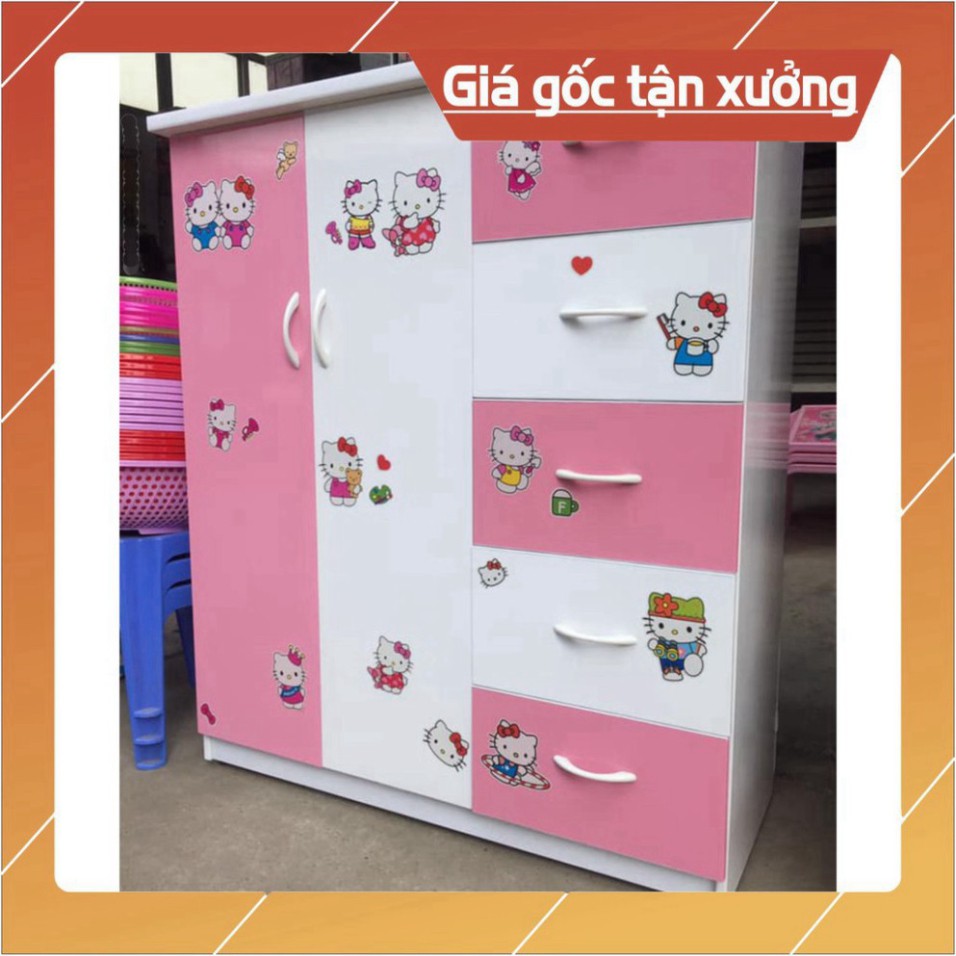 [Chỉ ship HN] Tủ quần áo trẻ em nhựa Đài Loan mẫu 2 cánh 5 ngăn kéo kt 125*106cm Freeship