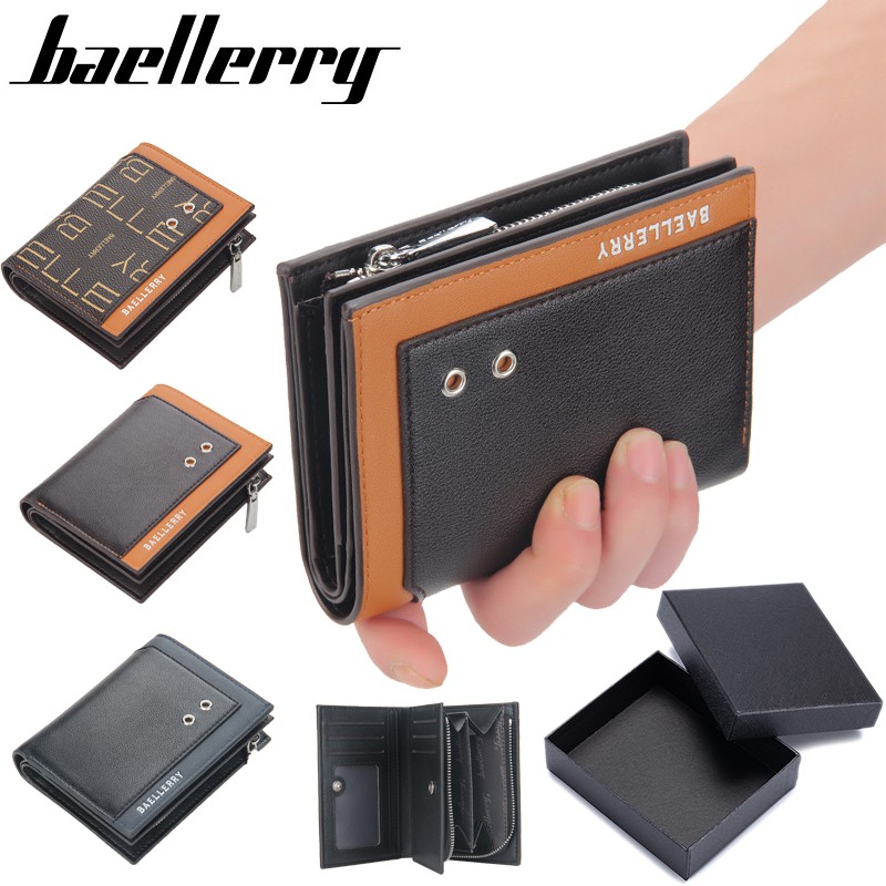 Ví Ngắn Baellerry Có Khóa Kéo Phong Cách Âu Mỹ Thời Trang Cho Nam