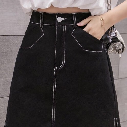Chân Váy Cạp Cao Hai Màu Đen Trắng Phong Cách Hàn Quốc_V16 | BigBuy360 - bigbuy360.vn