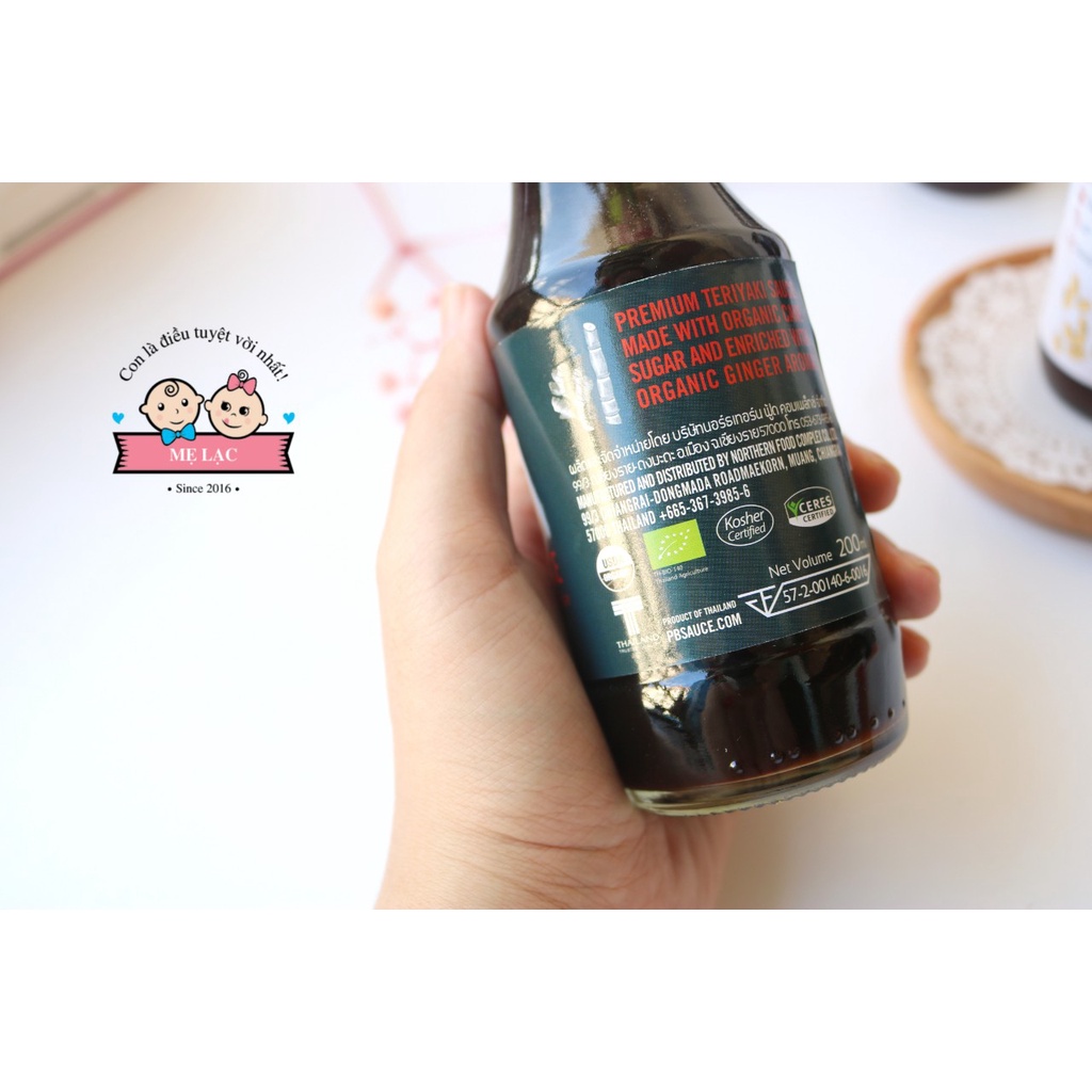 [PB FARM] Sốt Teriyaki hữu cơ siêu ngon dùng ướp đồ ăn cho bé ăn dặm từ 12 tháng tuổi, chai 200ml