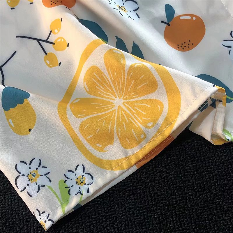 Áo Sơ Mi Tay Ngắn Họa Tiết Quả Chanh Phong Cách Hàn Quốc Thời Trang Cho Nam